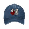 Printed Heart Decor Buffalo Plaid Leopard Striped Washed Baseball Cap Outdoor For Womens Unisex FeUnisex