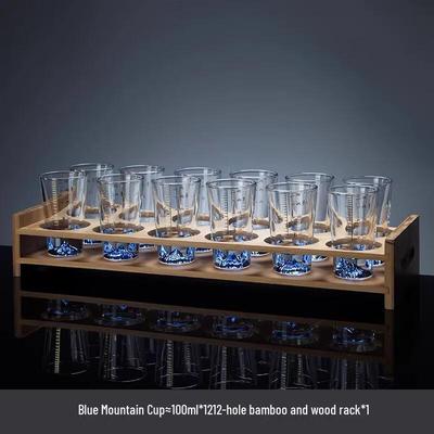 Gilded Baijiu Glass Set with Bamboo Rack