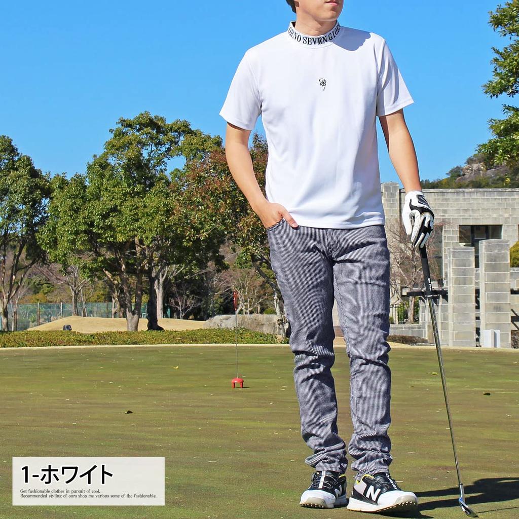 MC MensCasual Mock Neck Golf Short High GIORNO Solid Logo Polo Sizes White Men's Shirt, Sleeve, Neck, SEVEN, Moisture-Wicking, Quick-Drying, Stretch,