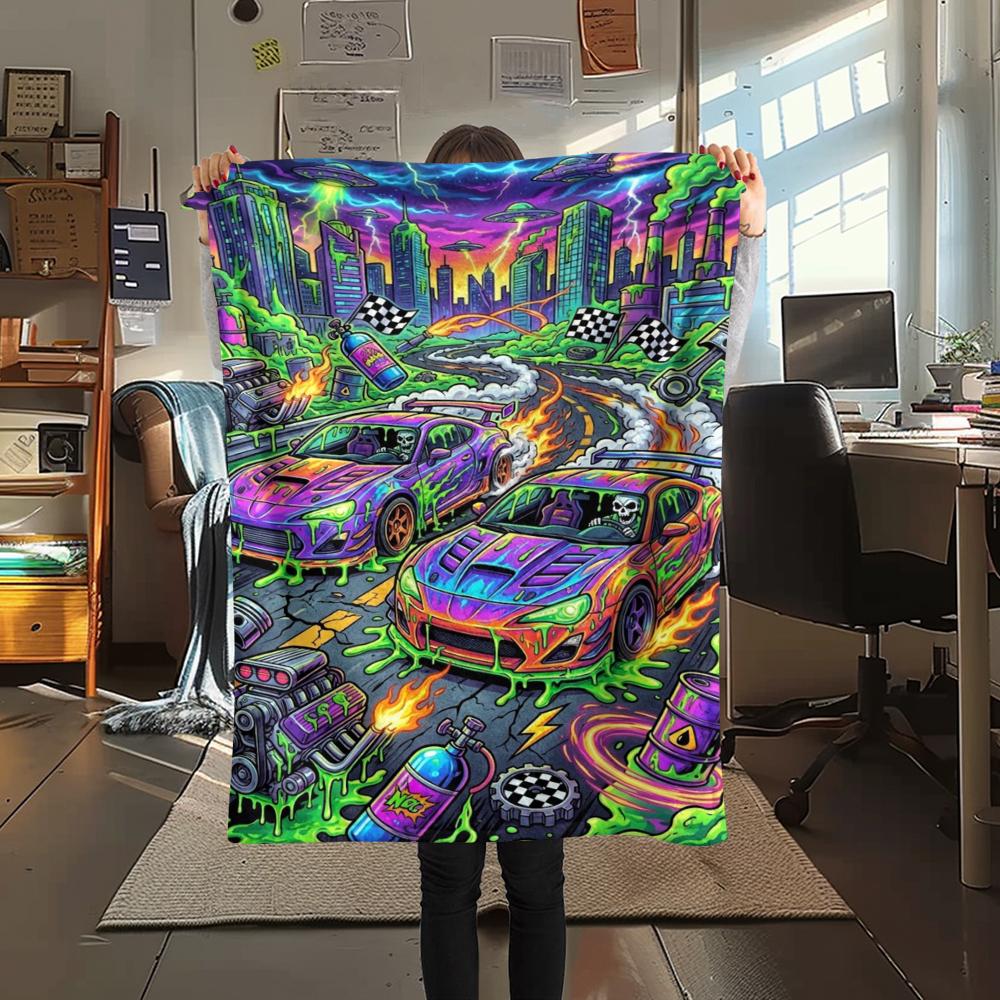 Manta de Franela Estampada para Vehículos de Transporte de Ácidos, Alta Calidad, Cómoda para Todas las Estaciones, Decoración del Hogar, Calidez y Comodidad, Perfecta para Regalos de Navidad