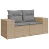 Vidaxl Garden Sofa With Cushions, 2-Seater, Beige, Poly Rattan