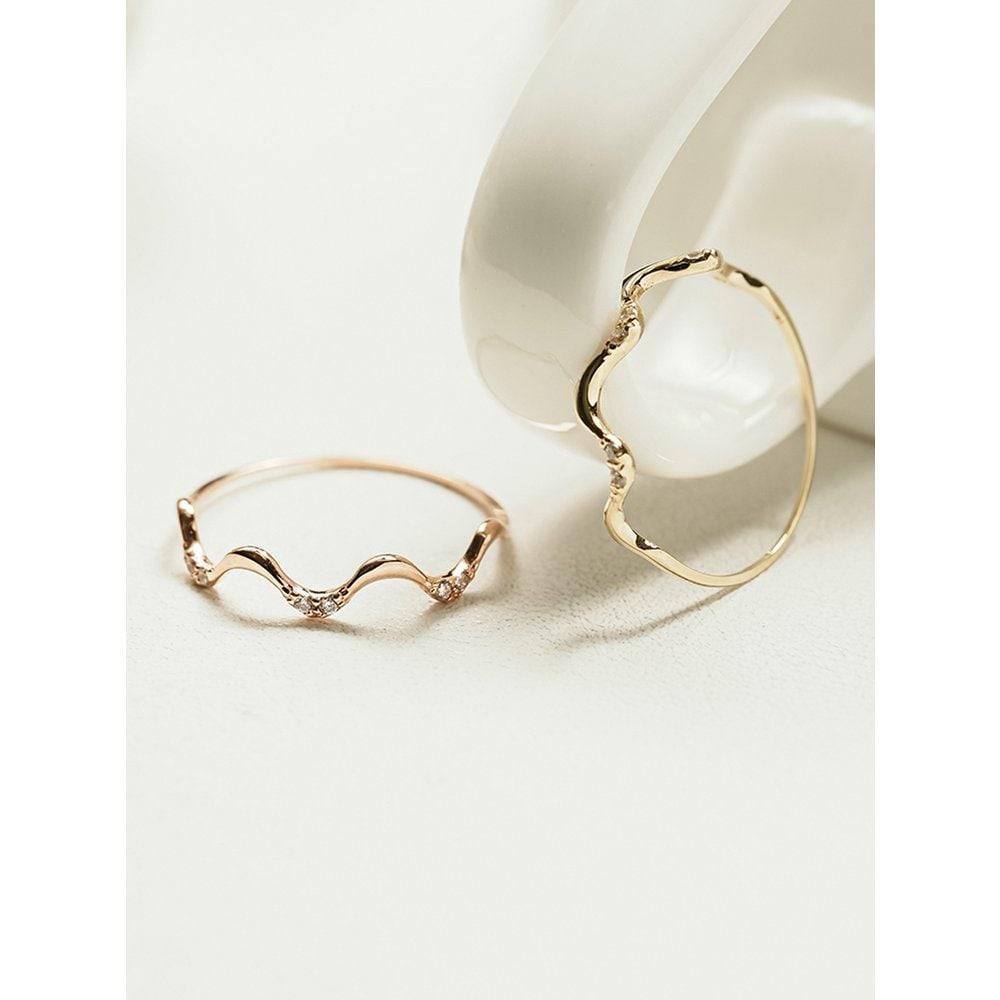 14K 18K Wave Cubic Zirconia Ring