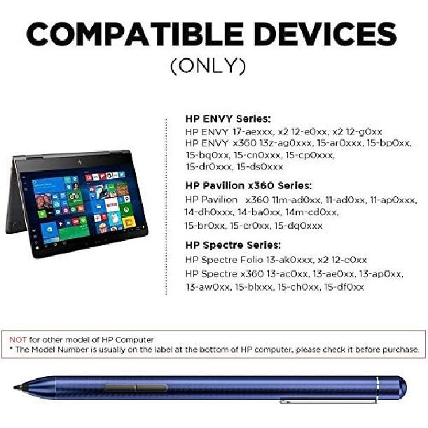 Stylus Pen for HP Envy x360 Touchscreen Laptop Pencil, HP Envy x360 15-bp0,x360 15-cn0,X2 12-e0xx,X2 12g0xx;HP Spectre x360 13-ac0xx 15-blxxx, HP