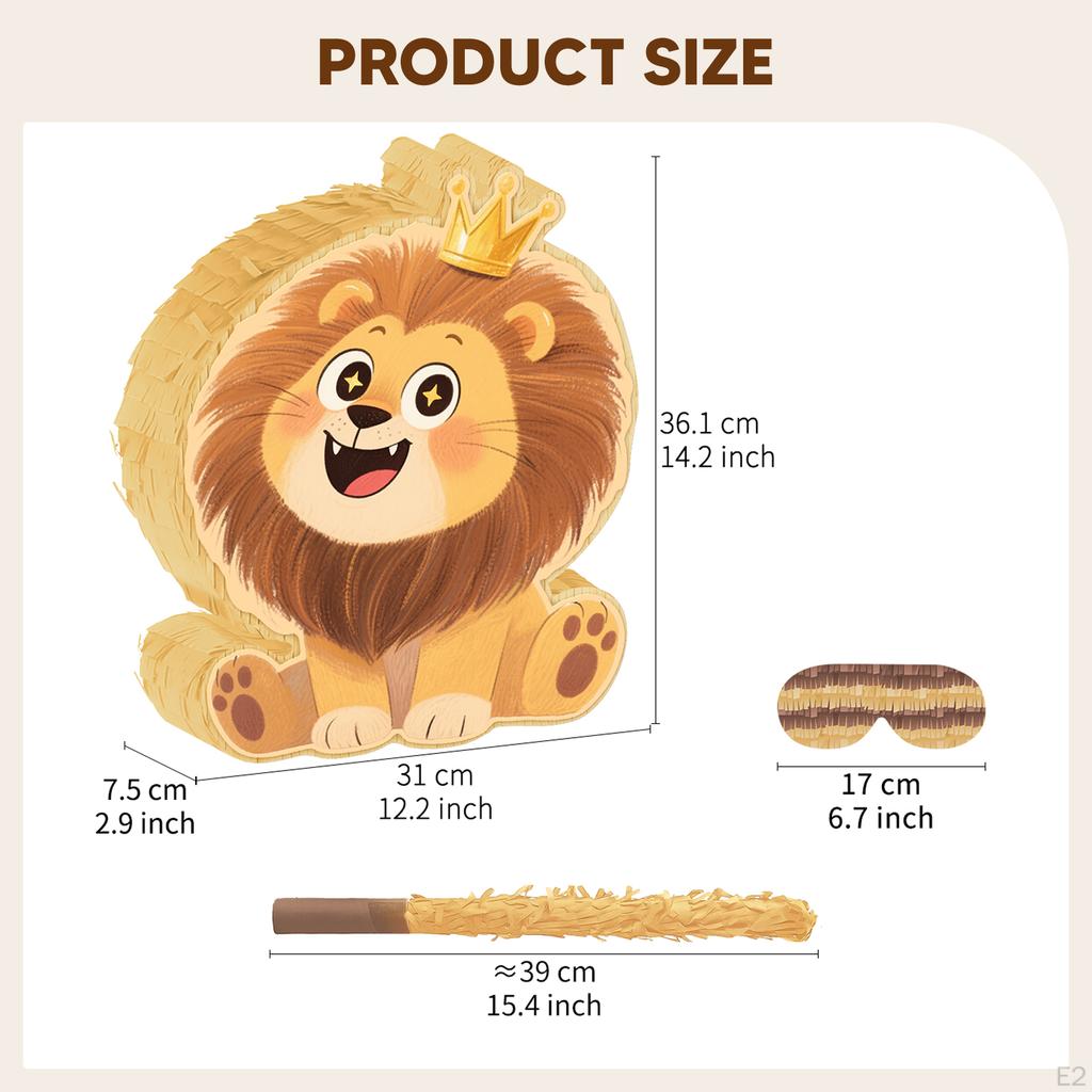 Lion Pinatas Fun Party Game, Birthday Decoration with Rod Blindfold Confetti for Woodland, ,
