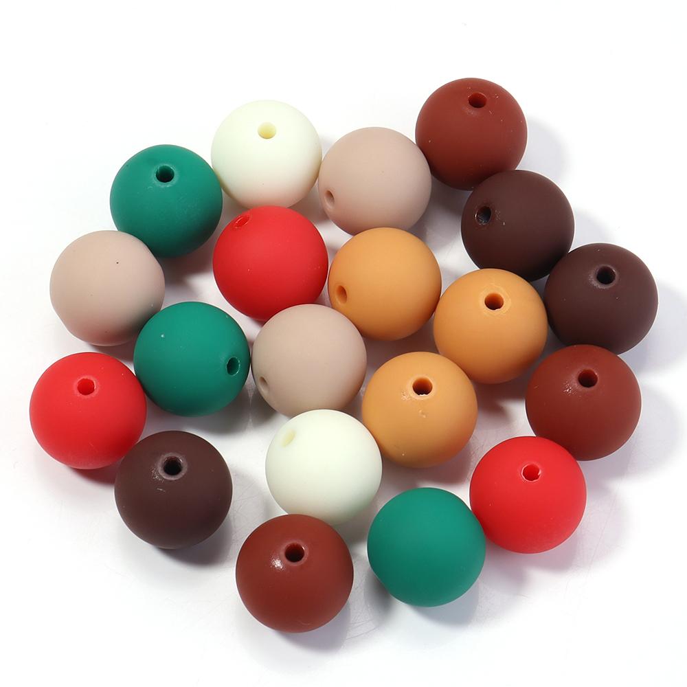 20-100pcs Acrylic Rubber Beads 6/8/10/12/14/16mm Christmas Color Round Loose Beads For Jewelry Making DIY Bracelets Necklace
