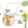 Sommer Stroh Strandtasche Schleife Damen Umhängetaschen Runde Taschen mit Schleife