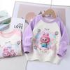 2025 Autumn Girls' Sequin Cartoon Sweatshirt - Casual, Round Neck for Kids