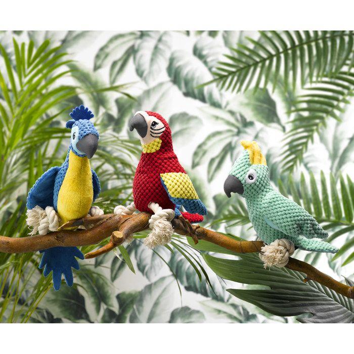 Jouet Peluche - Mateo - Perroquet - 12 X 33 Cm - Sonore - Hygiène Bucco-dentaire