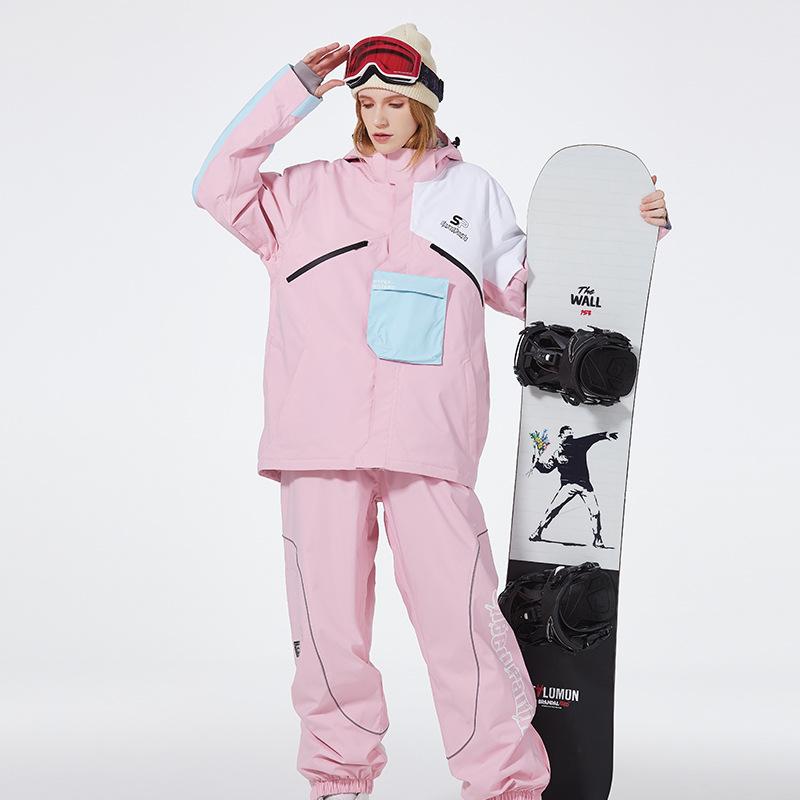 Herren- und Damen-Skianzug Outdoor Winter Warm Snowboardanzug Wasserdicht Winddicht Skijacke und Hose Set Übergröße Atmungsaktiv Isoliert Schneeanzug