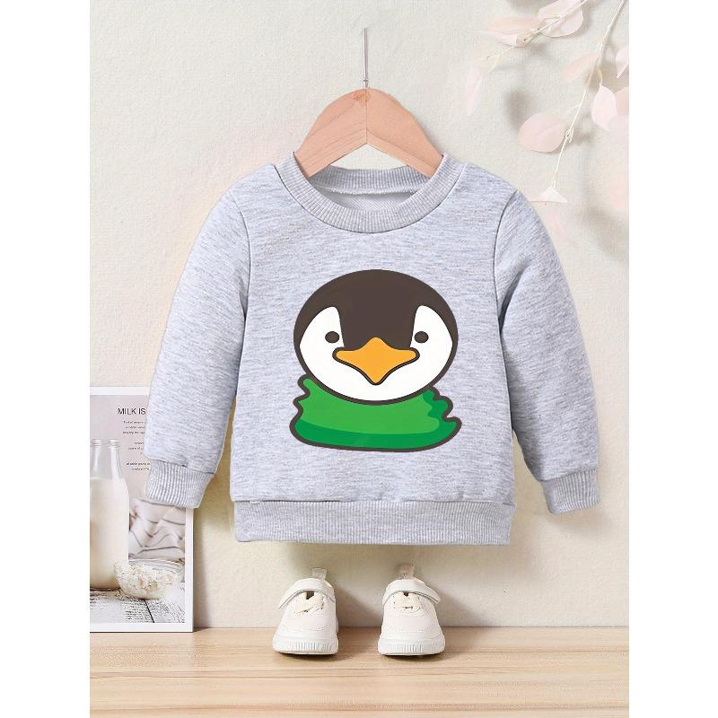Spring/ Autumn Kids' Casual Penguin Hoodie, Round Neck