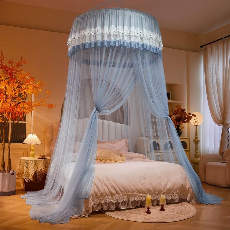 New Domed Court Mosquito Net Bedroom, No Need To Install Floor-standing Encrypted Princess-style Ceiling Single and Double Bed