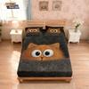 3pcs Cute Cat Animal Printed Chipless Bed Sheet Set Multi Size Soft Bed Cover Bedroom Bedding Machine Washable