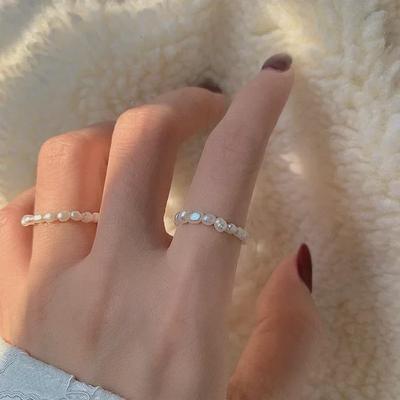 Korean Baroque Freshwater Pearl Beaded Ring - European and American Style