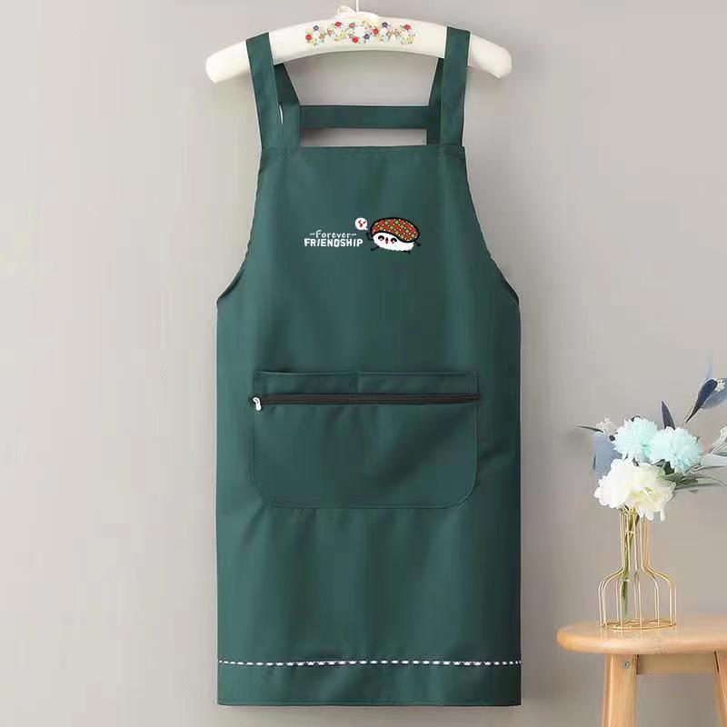 Oilproof Unisex Style Waterproof Korean Sleeveless Apron With Zipper Pocket