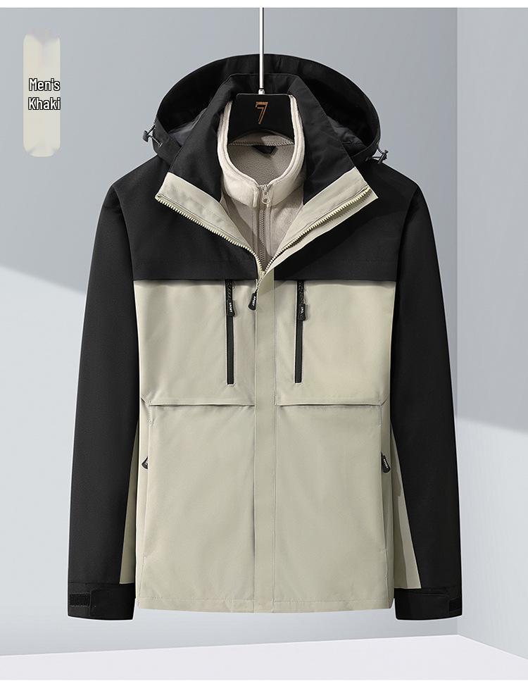 Three-in-One Outdoor Jacket: Fleece Liner, Waterproof, Windproof, Custom Logo