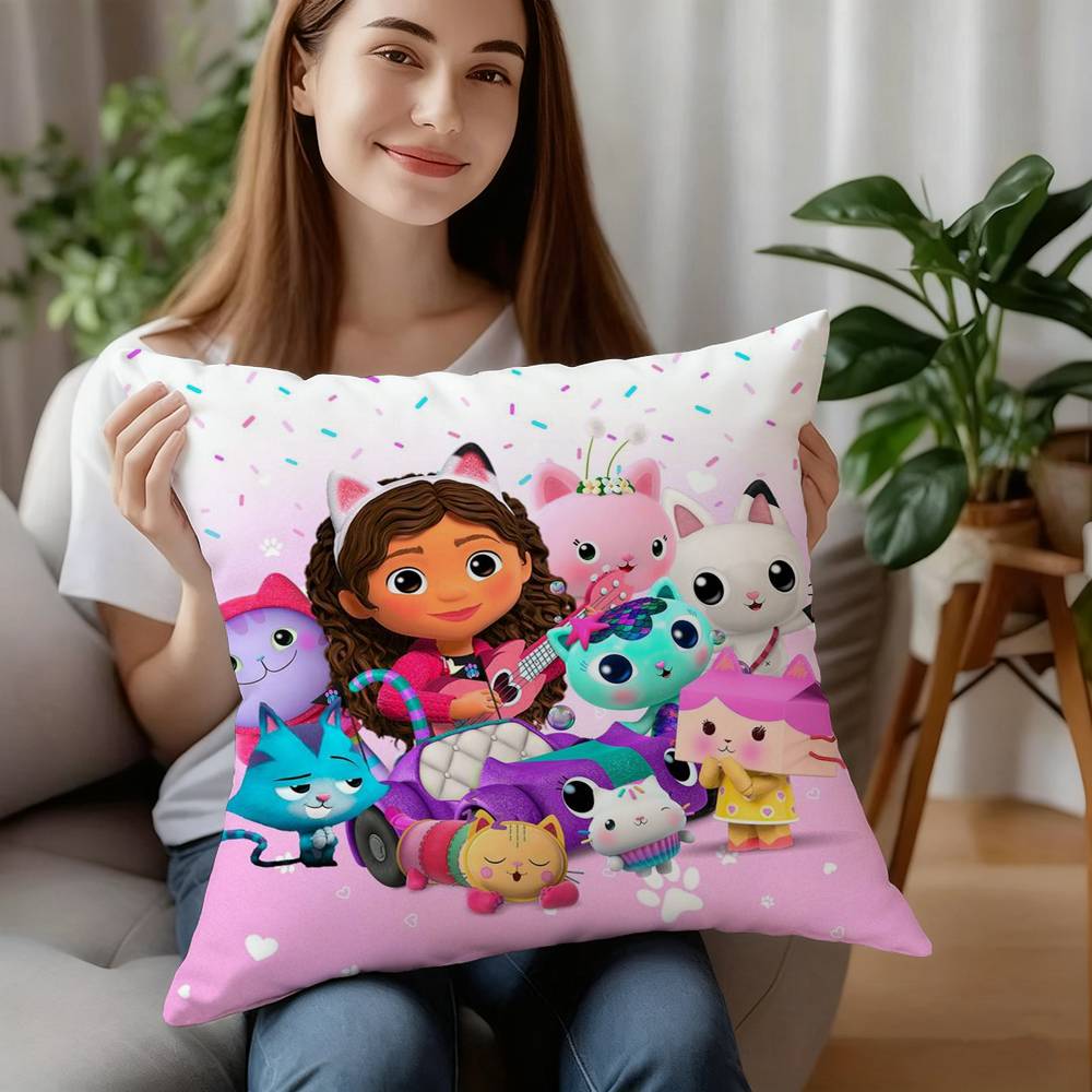 Cartoon Gabbys Mercat Cat Pillow Case Plush Fabric Soft Pillowcase Double Sided Print Cushion Cover Household Gifts