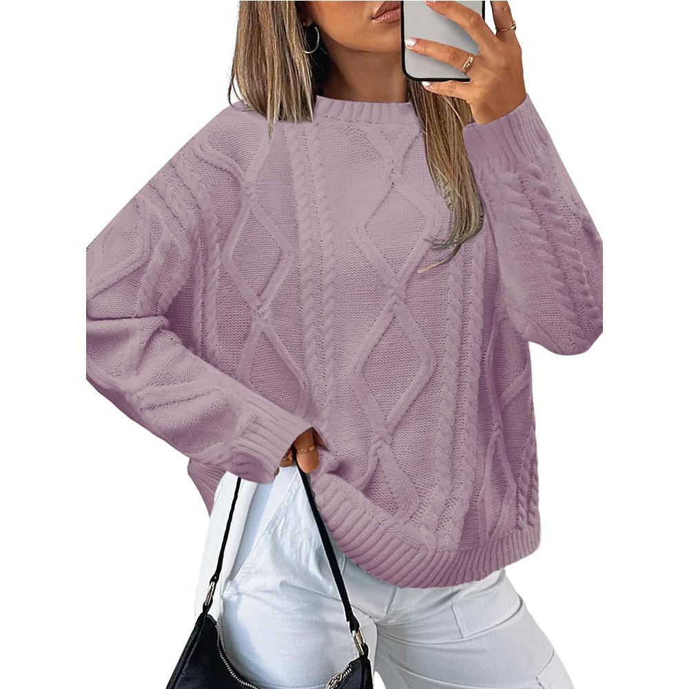 Autumn and Winter Women's Round-neck Loose Winter Braided Round-neck Retro Sweater