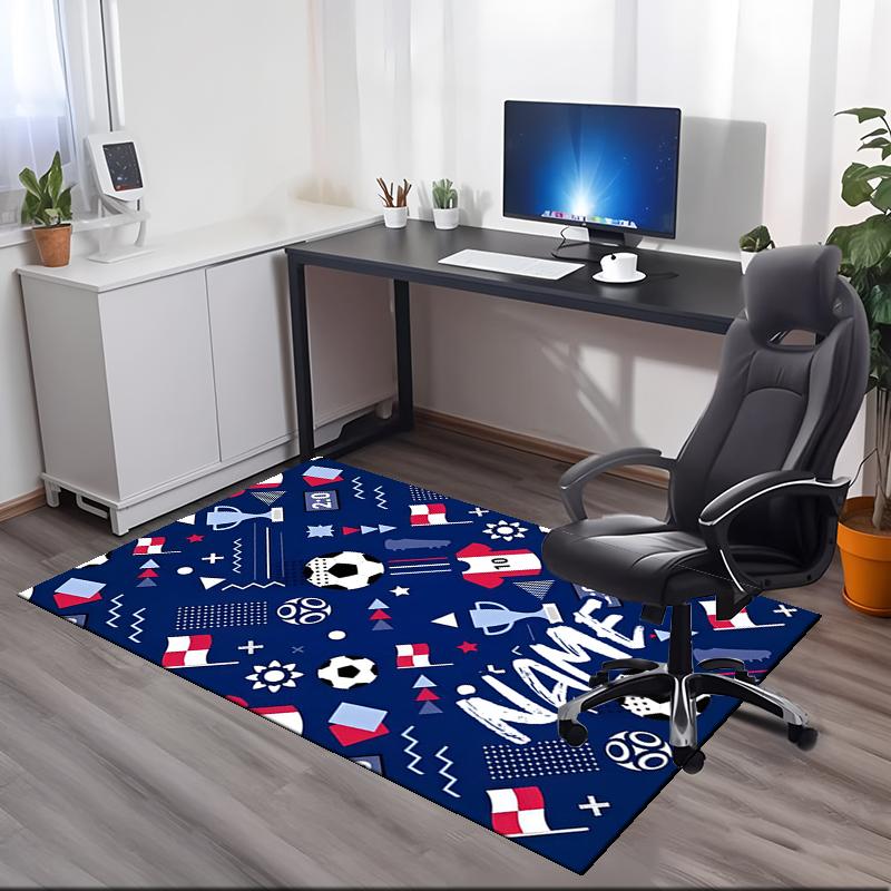 Custom Name Soccer Printed Carpet, for Office Chair Living Room Bedroom Kitchen Room Decor Gifts.