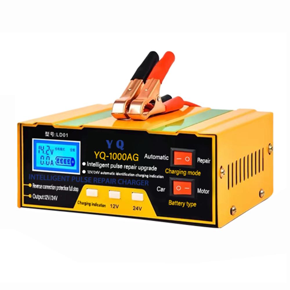 

YQ-1000AM Інтелектуальний зарядний пристрій для автомобільного акумулятора 12В 24В Автоматичний підтримувач акумулятора мотоцикла Високопотужний розумний зарядний пристрій Type A