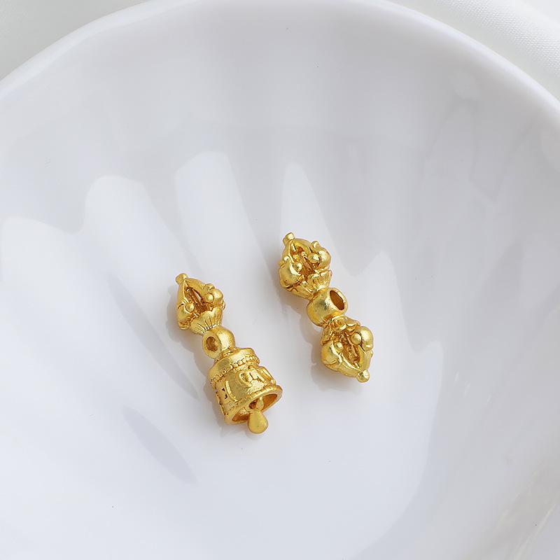 Gold-Plated Vajra Bell Prayer Beads with Double-Headed Phurba for DIY Crafting and Play.
