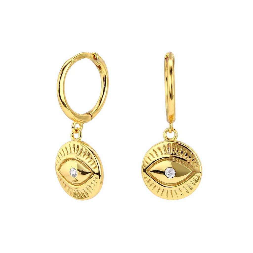 European & American Style S925 Sterling Silver Demon Eye Totem Hoop Earrings for Women
