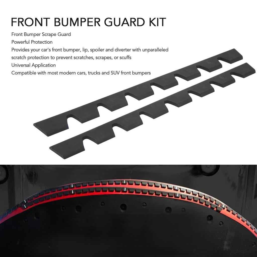 8pcs Front Bumper Scrape Guard Set Rubber Black Universal Bumper Anti Scratch Protector