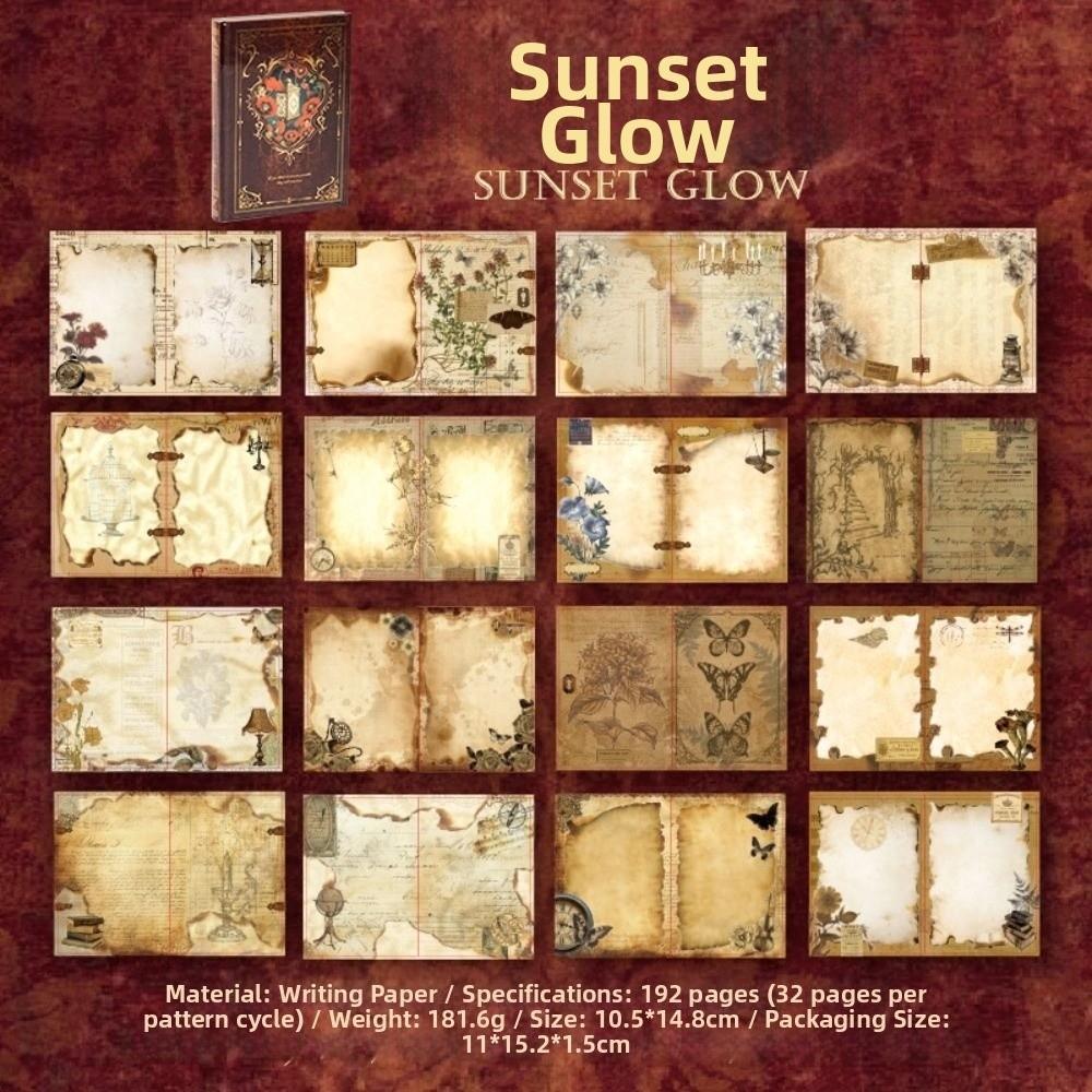 192 Sheets Diary A6 DIY Journal Notebook Retro A6 Hardcover Notebook Student Notepad Sunset Glow