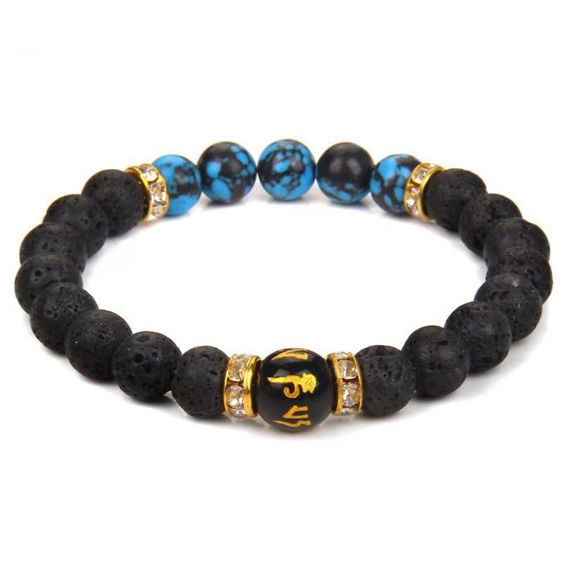 Popular Women's Lava Stone & Seven Chakra Yoga Energy Bracelet with Six-Character Mantra Beads