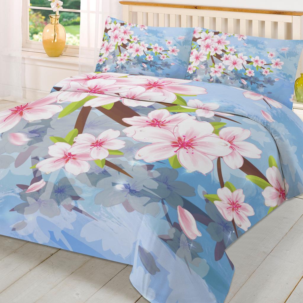 Pink Flower Peach Blossom Duvet Cover With Pillow Case Custom 3Pcs Bedding Set Quilt Cover Double Bed Home Textile