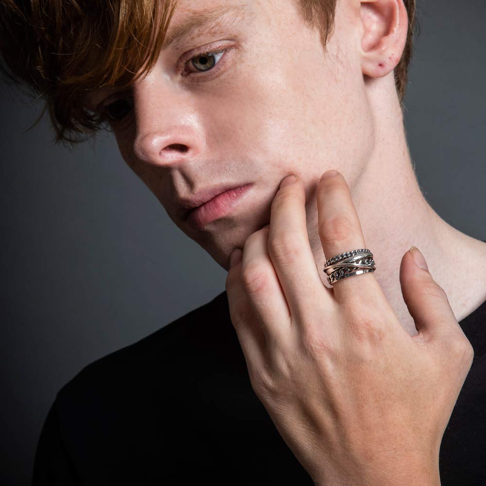 Artemis Kings Gradient Curb Chain Ring Silver Accessory for Men and Brand Silver 925 AKR0053, Women, Jewelry, Ring,