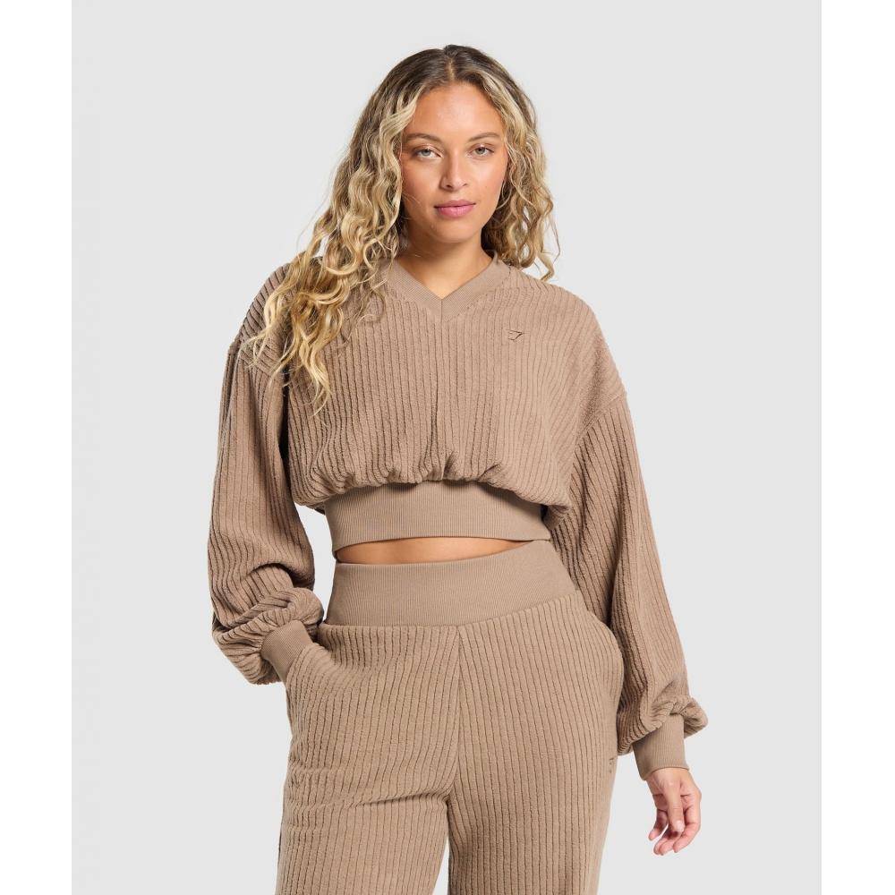 

Gymshark Cropped Cord Sweater Soul Brown B2b7a Nbzw XS
