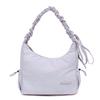 Niche design drawstring pleated bag solid color light and cute versatile shoulder bag