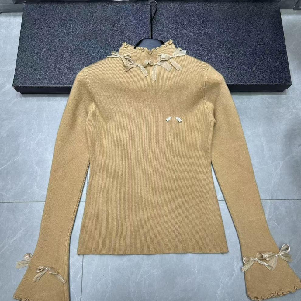 European Style High-Quality Spring Bow Neck Knit Base Layer