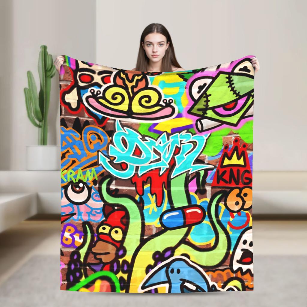 Cartoon Cute Doodle Blanket Quality Soft Throw Blanket Winter Boy Girl Bedroom Funny Bedspread