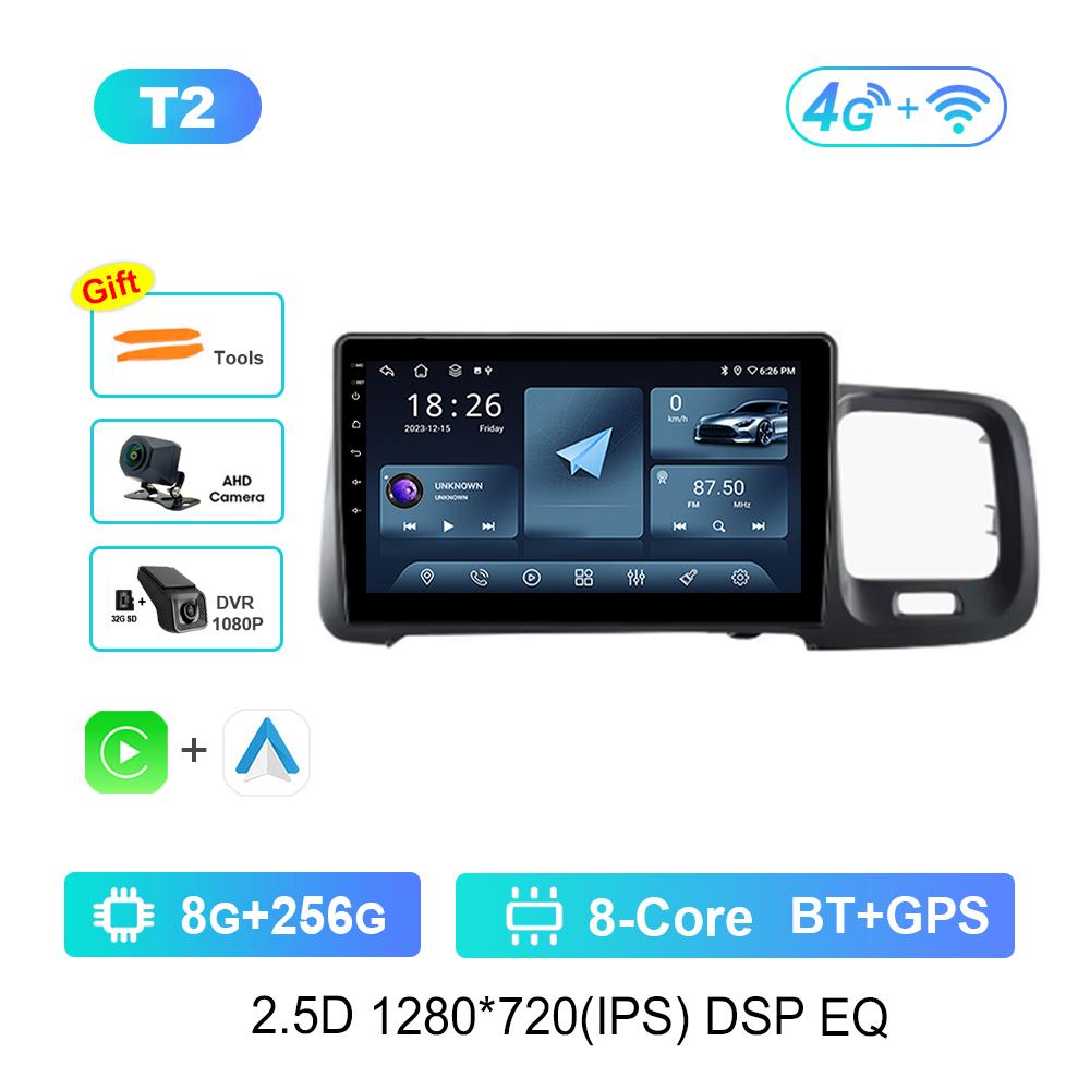 Carplay Car Radio Multimedia Player 9 Inch  for Volvo S60 V60 2011 - 2013 Android System Bluetooth Navi GPS QLED Screen WiFi 4G