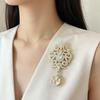 Chic Vintage Crystal Brooch Gold Silver Color Delicate Lapel Pin for Women Date Outfit Wedding Banquet Dress Matching