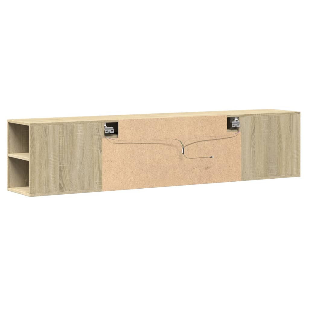 Vidaxl Ścienna Szafka Pod Tv, Z Led, Dąb Sonoma, 180X31X39,5 Cm