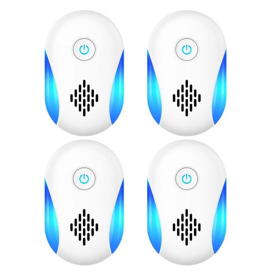 

Ультразвуковой отпугиватель вредителей, защита на 360 градусов, энергосберегающий бесшумный режим, отпугиватель мышей в помещении, устройство для борьбы с насекомыми UK 4pcs белый