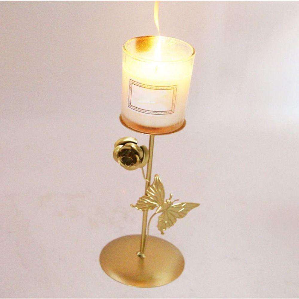 

Exquisite Butterfly Flower Candle Holder Stable Base Butterfly Candlestick Ornaments Table
