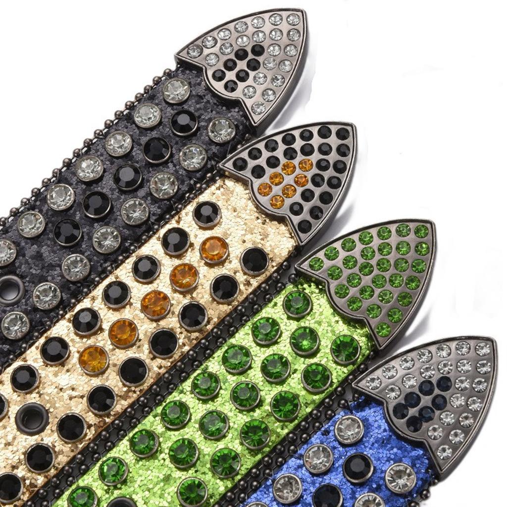 Adult Sequins Belt for Disco Party Waist Belt Rhinestones Skull Buckle Thin Waist Belt Street Cultures Enthusiasts Belt