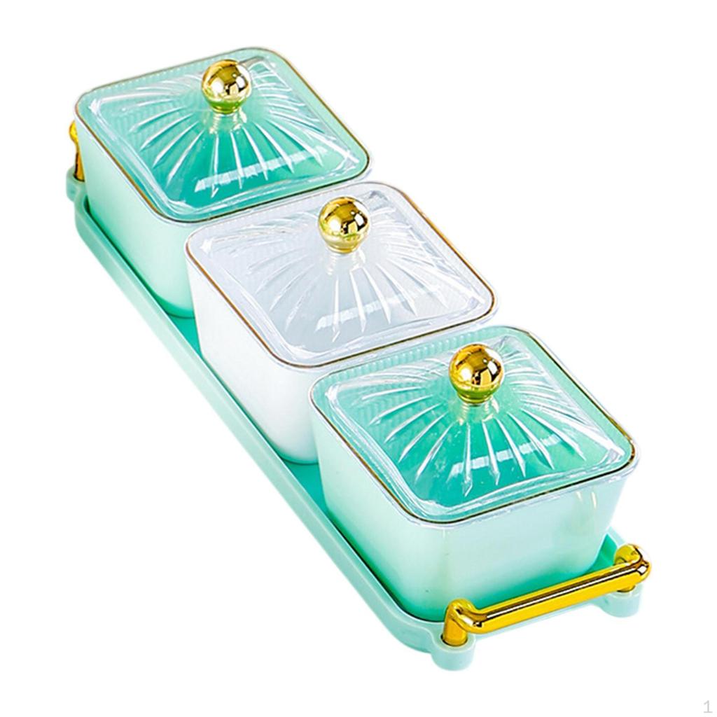 Divided Serving Dishes Appetizer Tray with Cover and Handle Creative Food Storage Dried