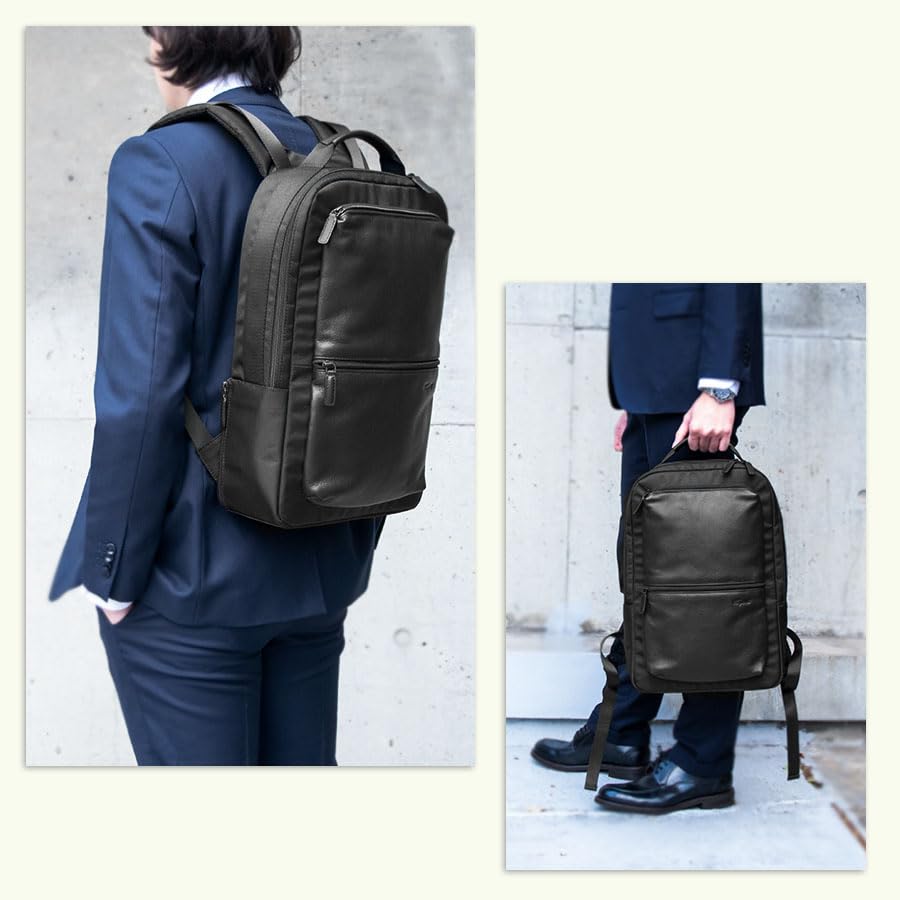 VERAPELLE Business Backpack, Genuine Cowhide Leather, Freestanding, Fits 15-inch Laptops, Lightweight, Large Capacity, A4 Size, Men's, Commuting