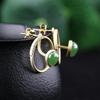 Gold-Plated 925 Sterling Silver Hetian Jade Two-Way Stud Earrings for Women with Certificate