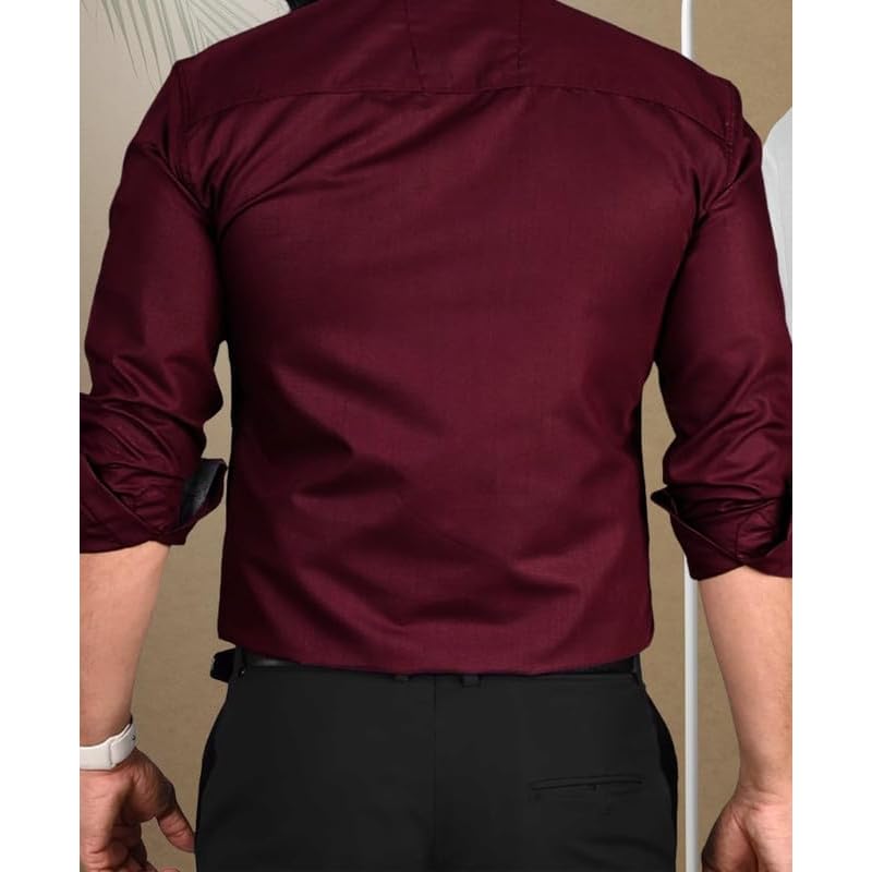 Pinkmint Men Cotton Soild Spread Collar Long Sleeve Shirt Formal Wear