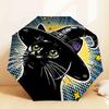 Spooky Witch Cat Umbrella: Automatic Opening & Closing, Outdoor Protection, Travel Accessory, Lightweight & Durable