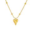 DIEYURO 316L Stainless Steel Steell Golden Simple Love Heart-shape Pendant Necklace Earrings Set For Girl New Trend Jewelry Gift