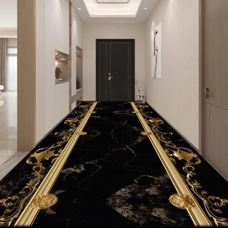 Black White Luxury Runner Corridor Carpet Nordic Decoration Home Living Room Long Rugs Hotel Lobby Stairs Non-slip Washable Mat