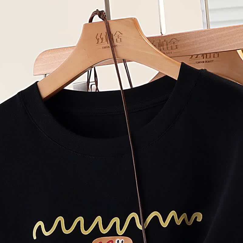 Women's Cartoon Print Loose Fit Short Sleeve T-Shirt