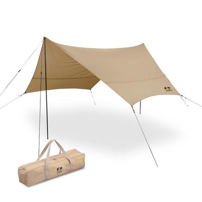 IRIS OHYAMA 4.4x4.4m Beige Hexa Tarp, Camping Gear, Outdoor, Includes Poles, Highly Water-Resistant, Guy Netting, Reflective Material, Cord Slider,