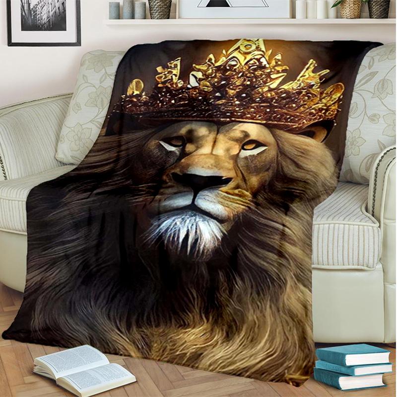 1PC Lion Printed Blanket, All Season Lightweight Home Office Outdoor Nap Multifunctional Blanket